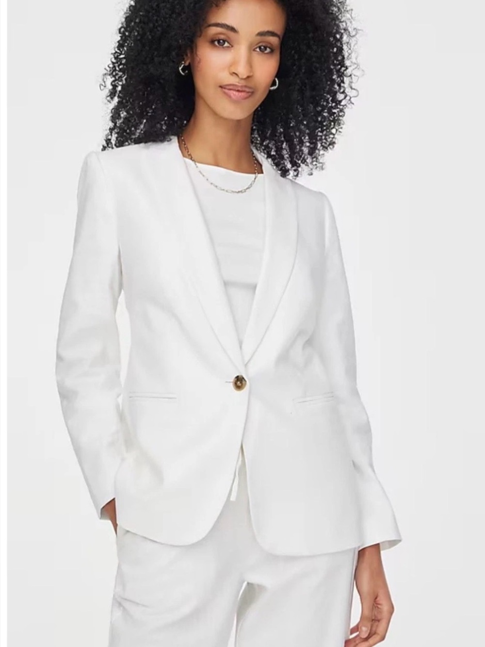 NWT J.Crew Linen Blend One Button Blazer In White Size